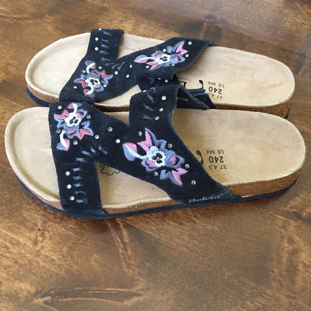 Birkenstock Black Floral Sandals